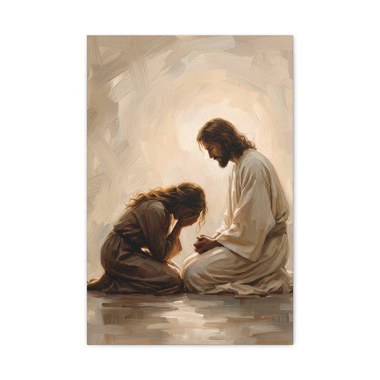 Jesus Comforting A Woman I - Canvas