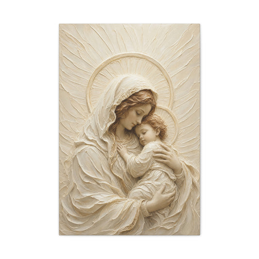 Madonna And Child II | Ivory Relief - Canvas