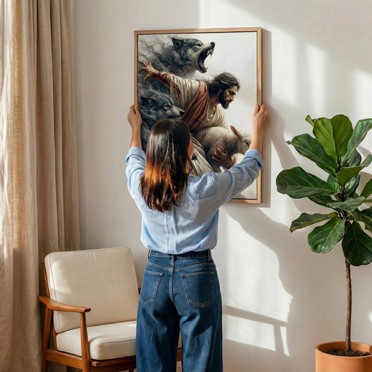 Jesus Protecting The Lamb I - Canvas