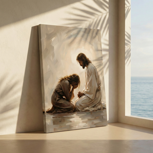 Jesus Comforting A Woman I - Canvas
