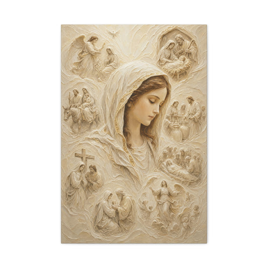 The Veiled Mary II | Ivory Relief - Canvas