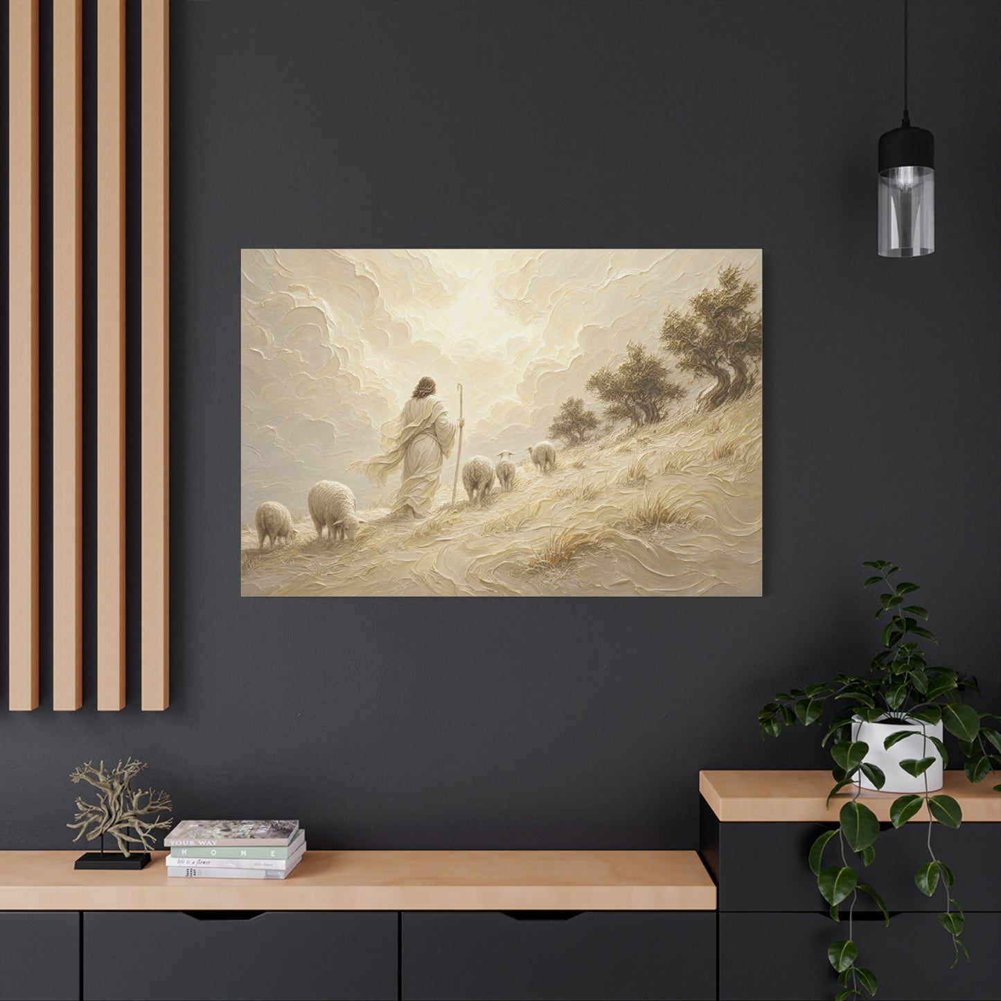 The Hillside Shepherd | Ivory Relief - Canvas