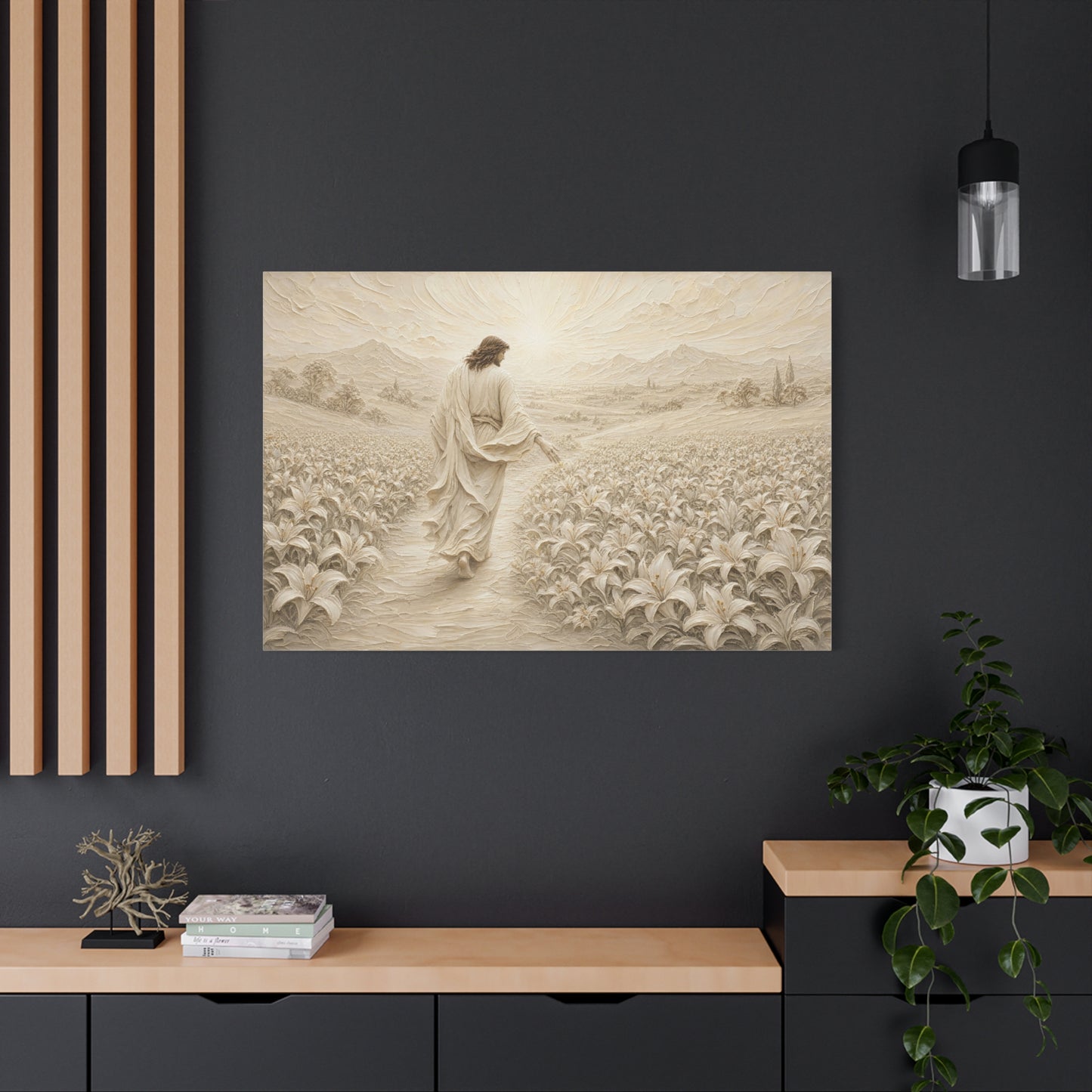 The Lily Path | Ivory Relief - Canvas