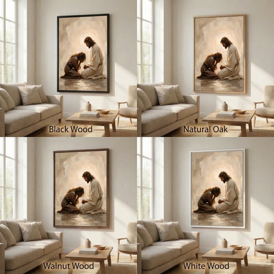 Jesus Comforting A Woman I - Framed Canvas