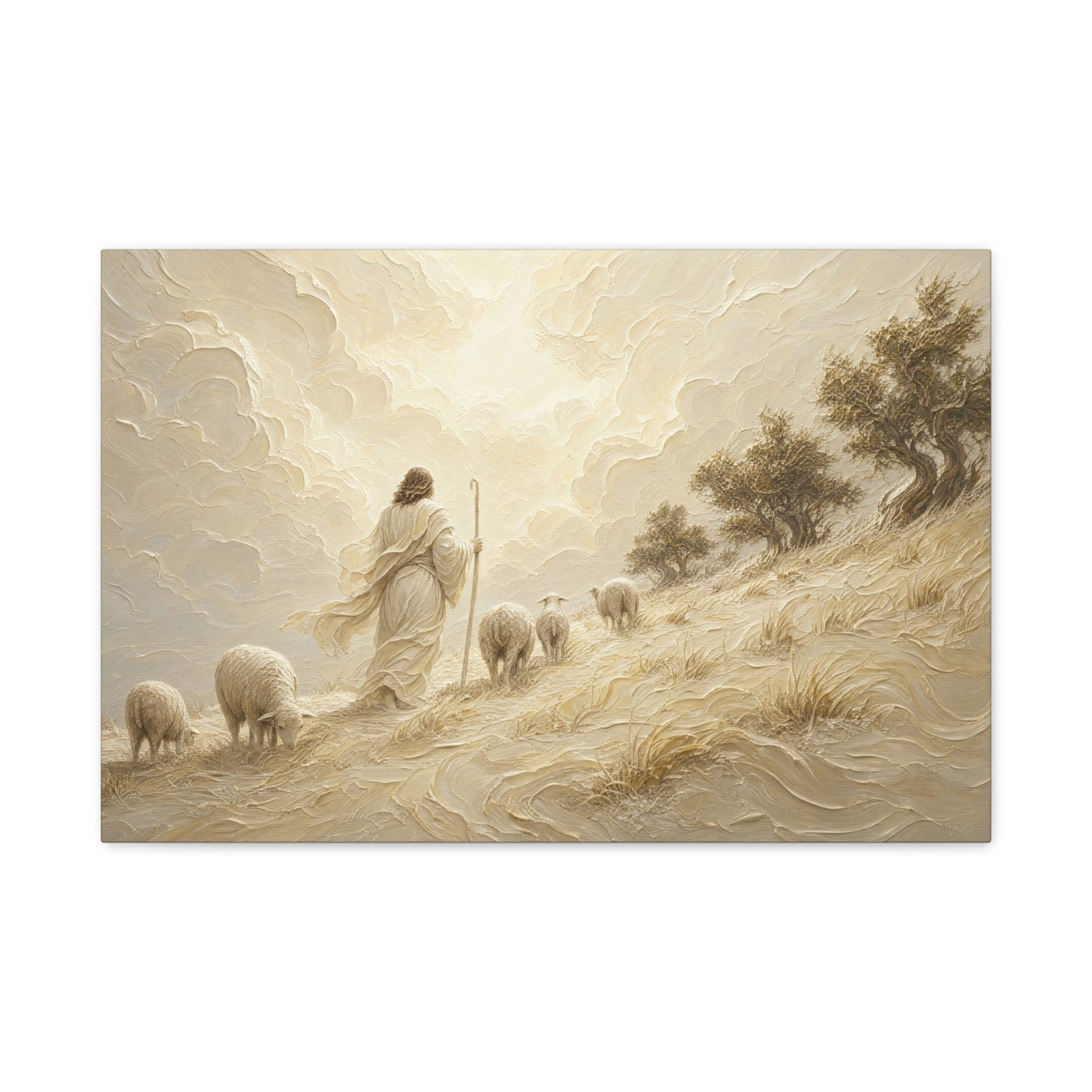 The Hillside Shepherd | Ivory Relief - Canvas