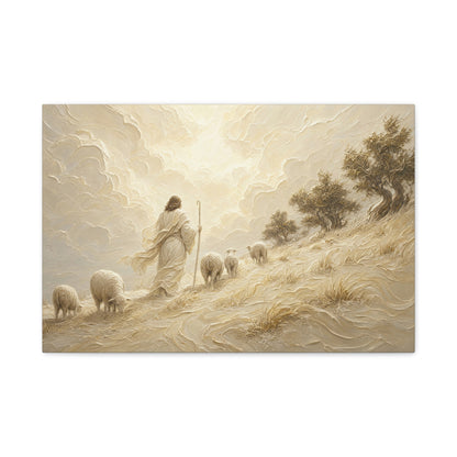 The Hillside Shepherd | Ivory Relief - Canvas
