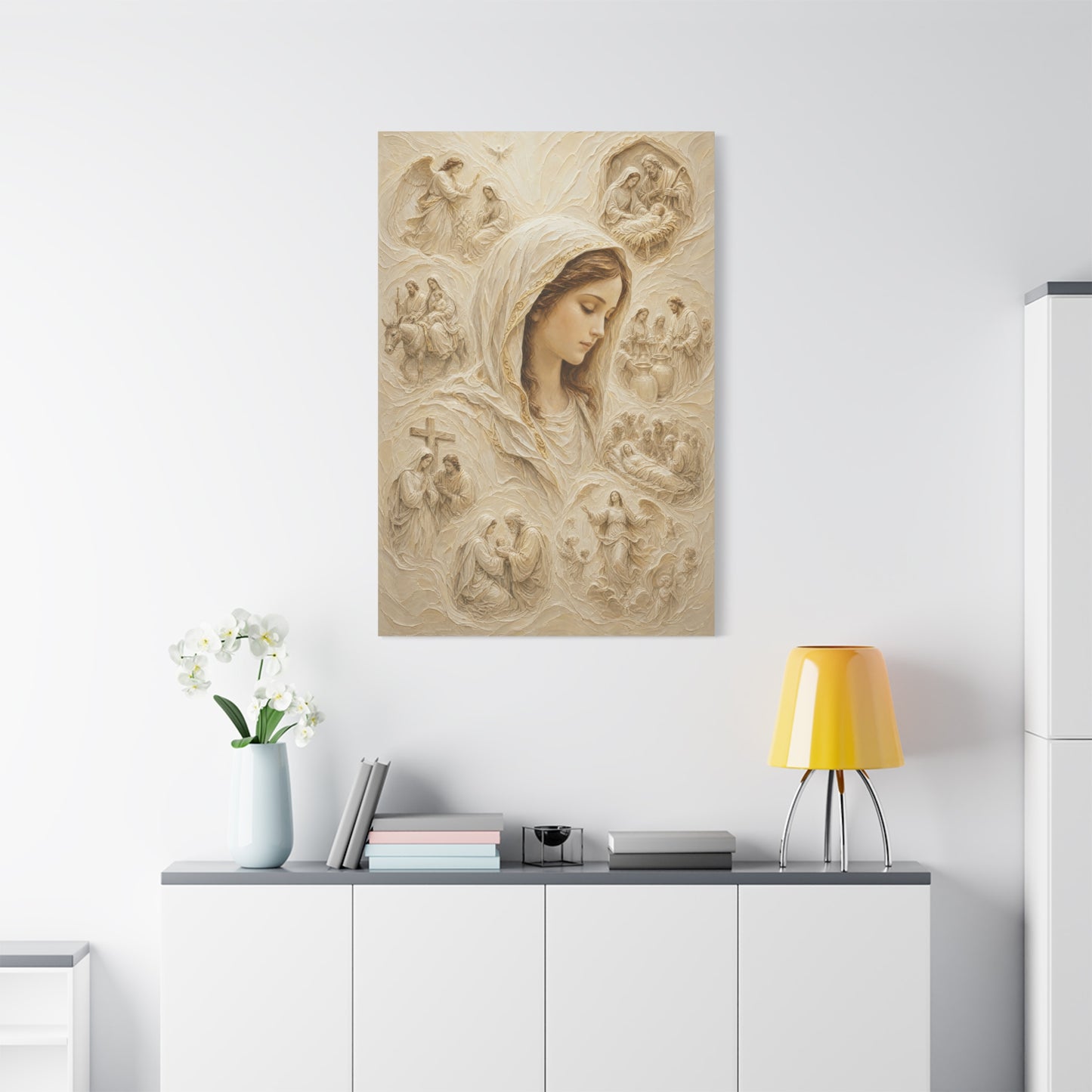 The Veiled Mary II | Ivory Relief - Canvas