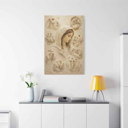 The Veiled Mary II | Ivory Relief - Canvas