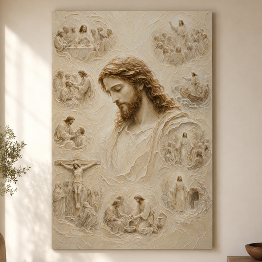 Crowned In Stillness | Ivory Relief - Canvas