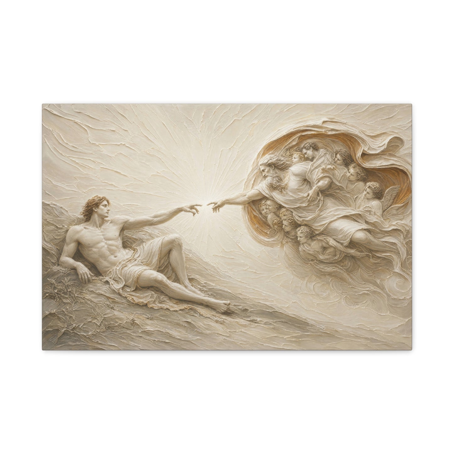 The Creation Of Adam | Ivory Relief - Canvas