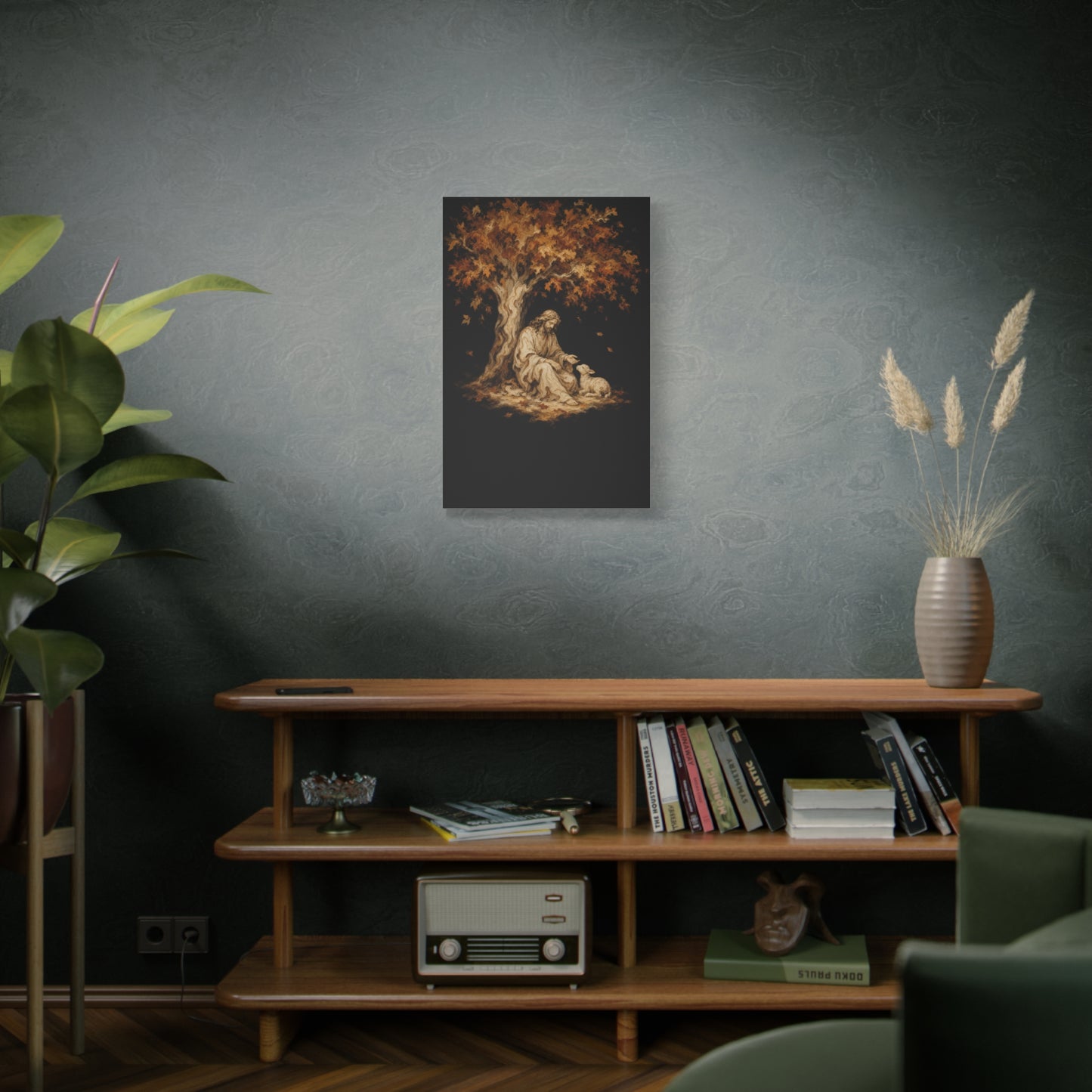 Jesus Beside the Lamb | Cream Marble - Canvas