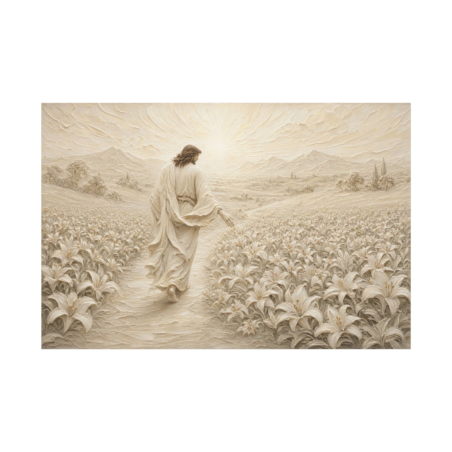 The Lily Path | Ivory Relief - Canvas