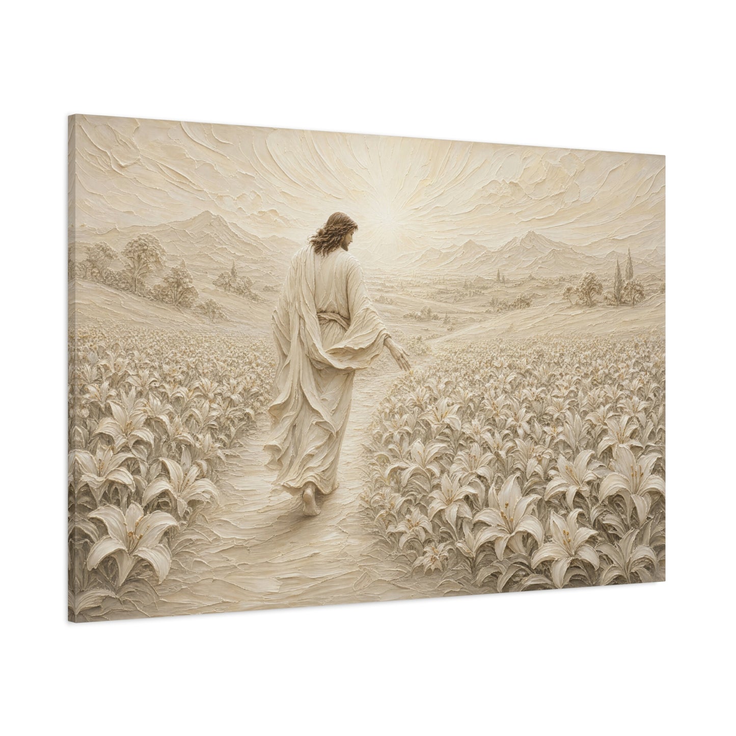 The Lily Path | Ivory Relief - Canvas