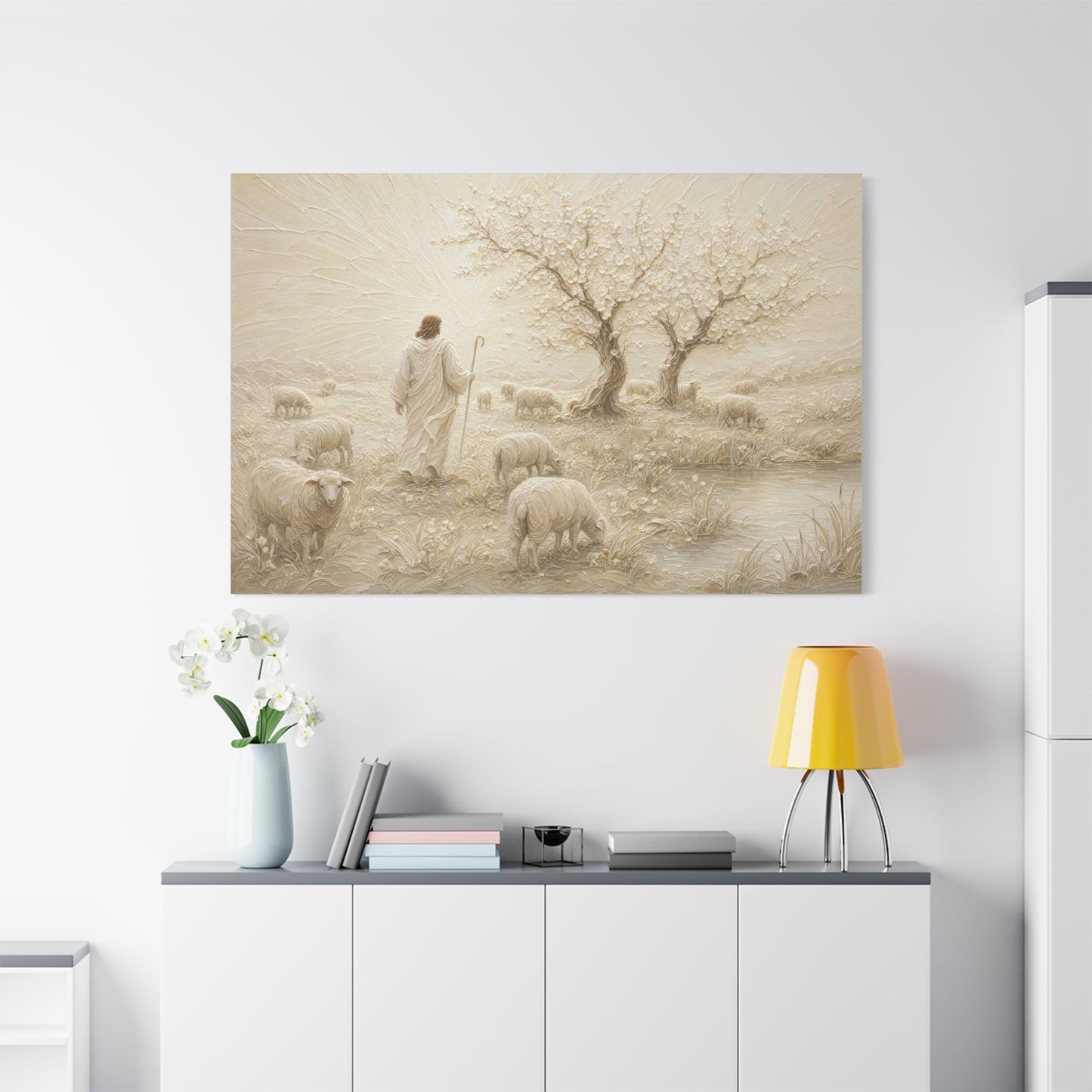 The Gentle Shepherd | Ivory Relief - Canvas