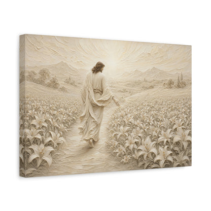 The Lily Path | Ivory Relief - Canvas