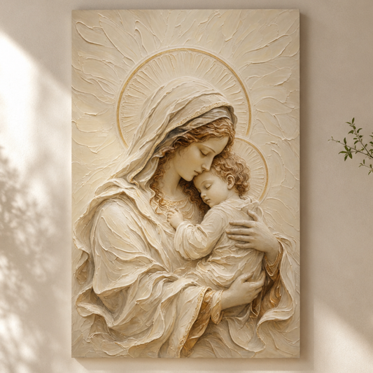 Madonna and Child | Ivory Relief - Canvas