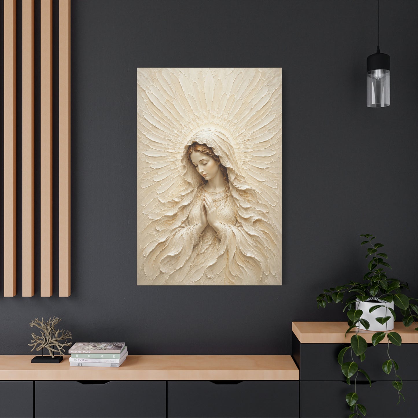 Madonna of Quiet Grace | Ivory Relief - Canvas