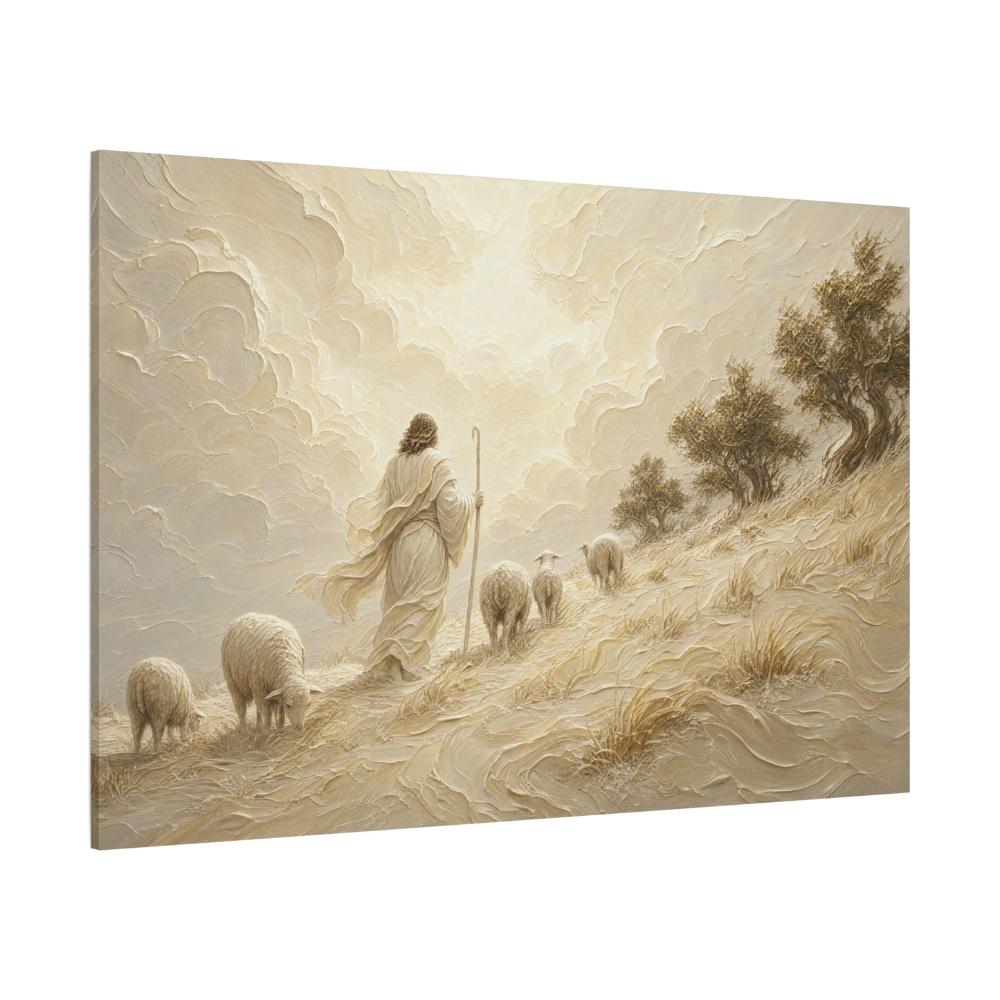The Hillside Shepherd | Ivory Relief - Canvas