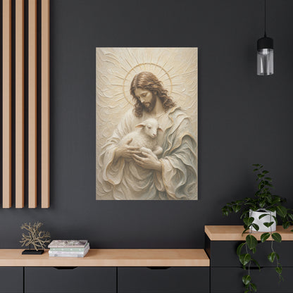 The Cradled Lamb | Ivory Relief - Canvas