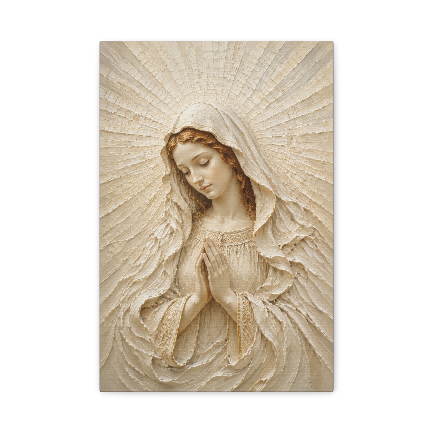 Madonna of Quiet Grace | Ivory Relief II - Canvas