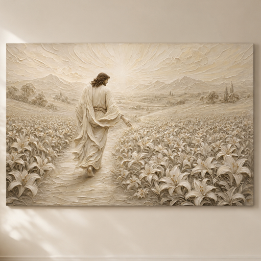 The Lily Path | Ivory Relief - Canvas