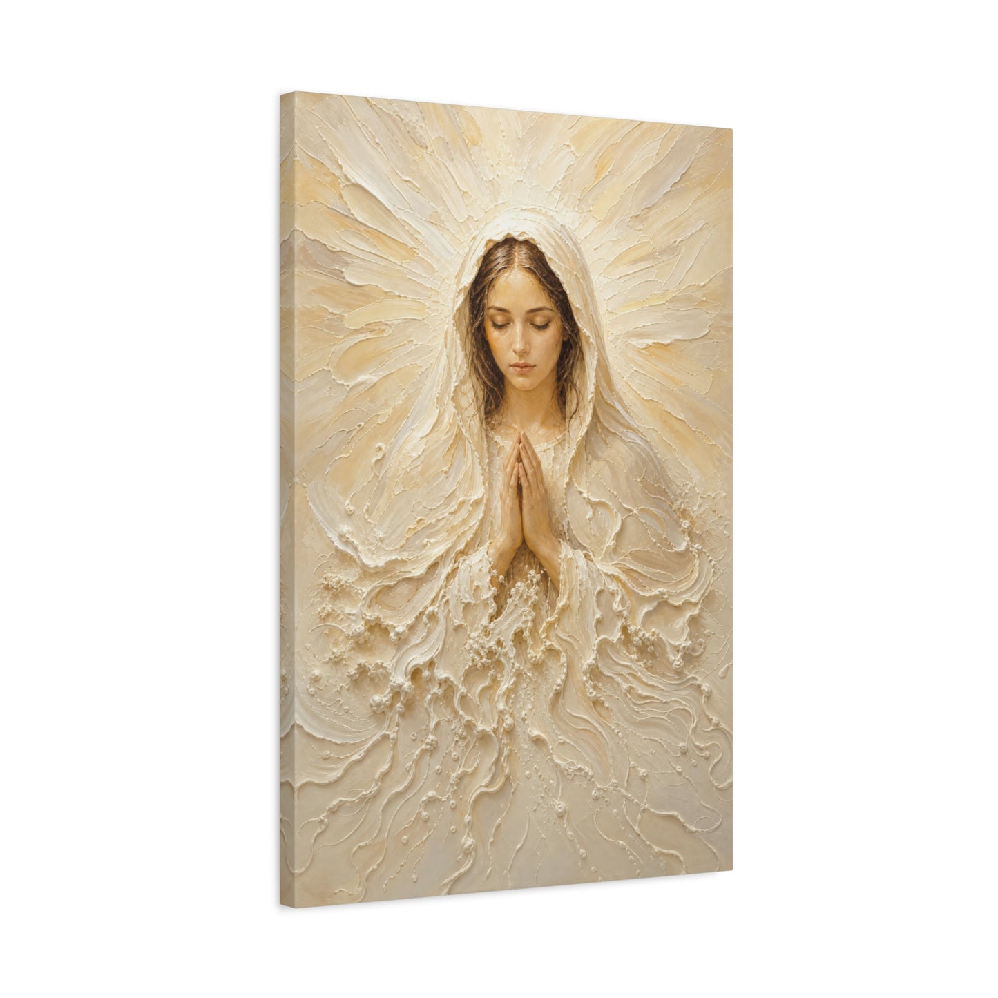 Madonna of Quiet Grace | Cream Impasto - Canvas