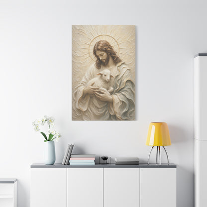 The Cradled Lamb | Ivory Relief - Canvas