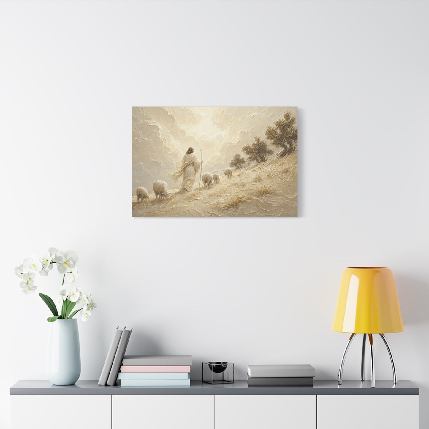 The Hillside Shepherd | Ivory Relief - Canvas