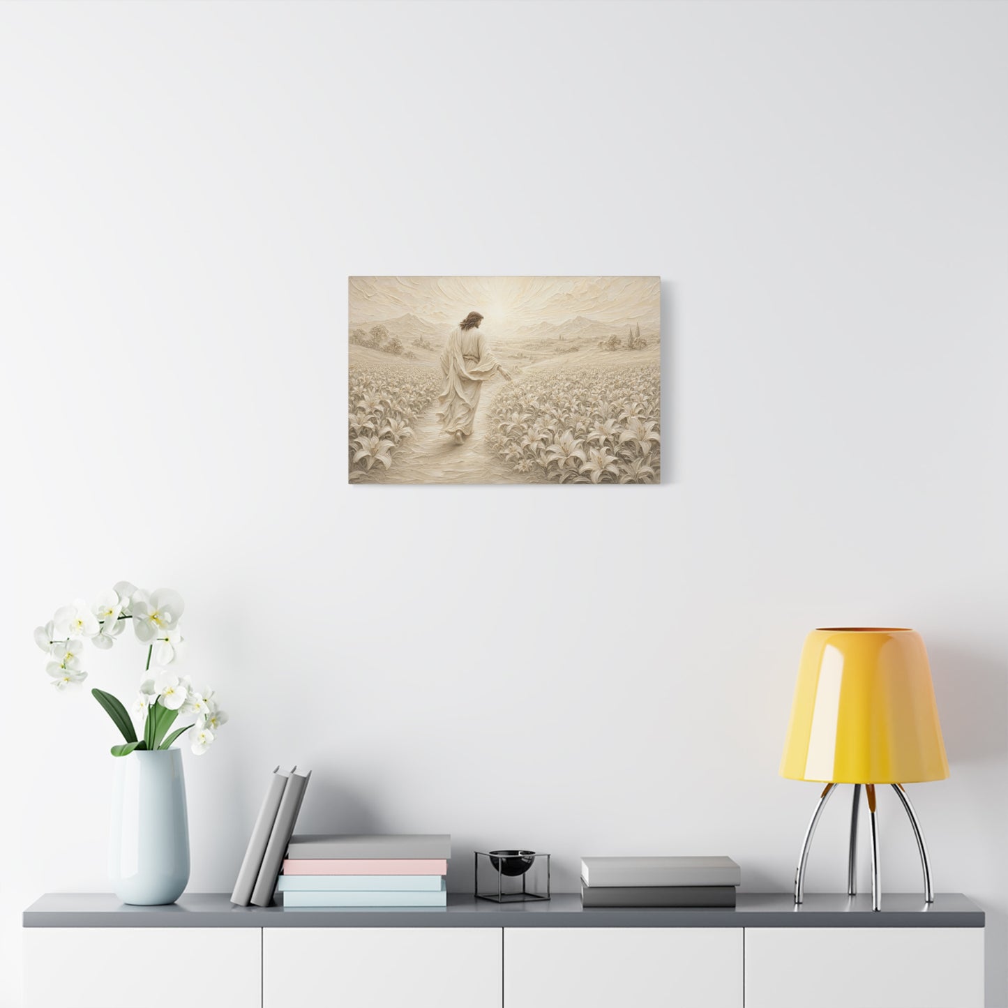 The Lily Path | Ivory Relief - Canvas