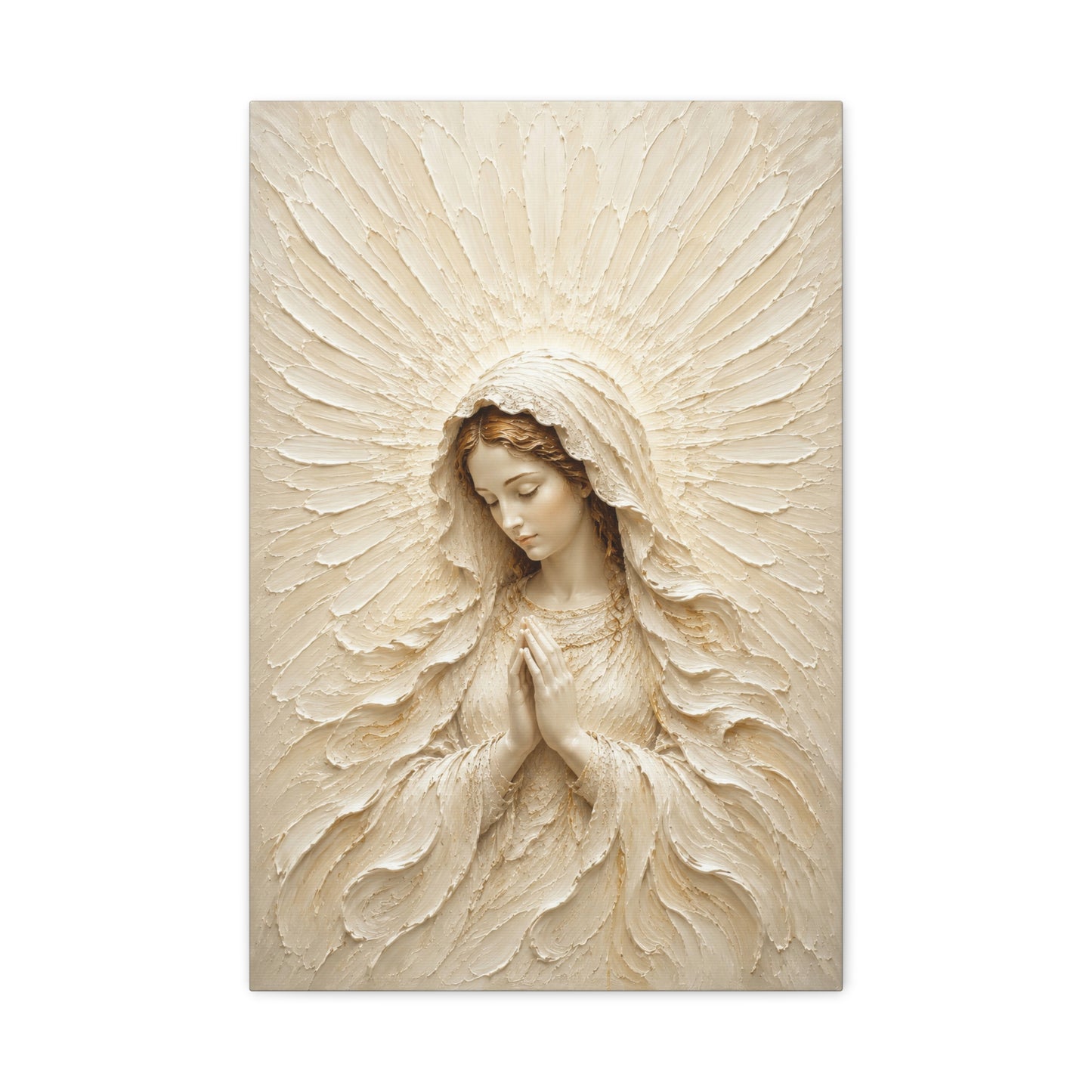 Madonna of Quiet Grace | Ivory Relief - Canvas