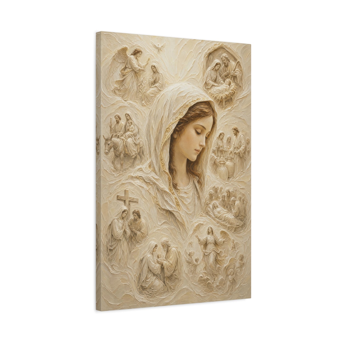The Veiled Mary II | Ivory Relief - Canvas