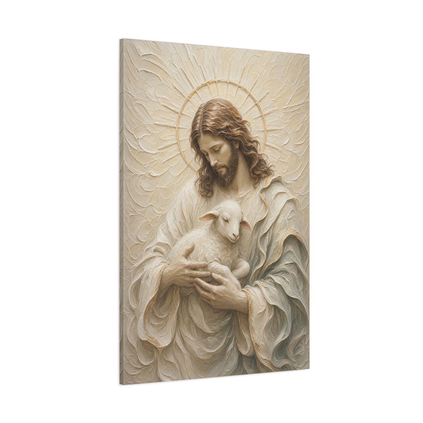 The Cradled Lamb | Ivory Relief - Canvas