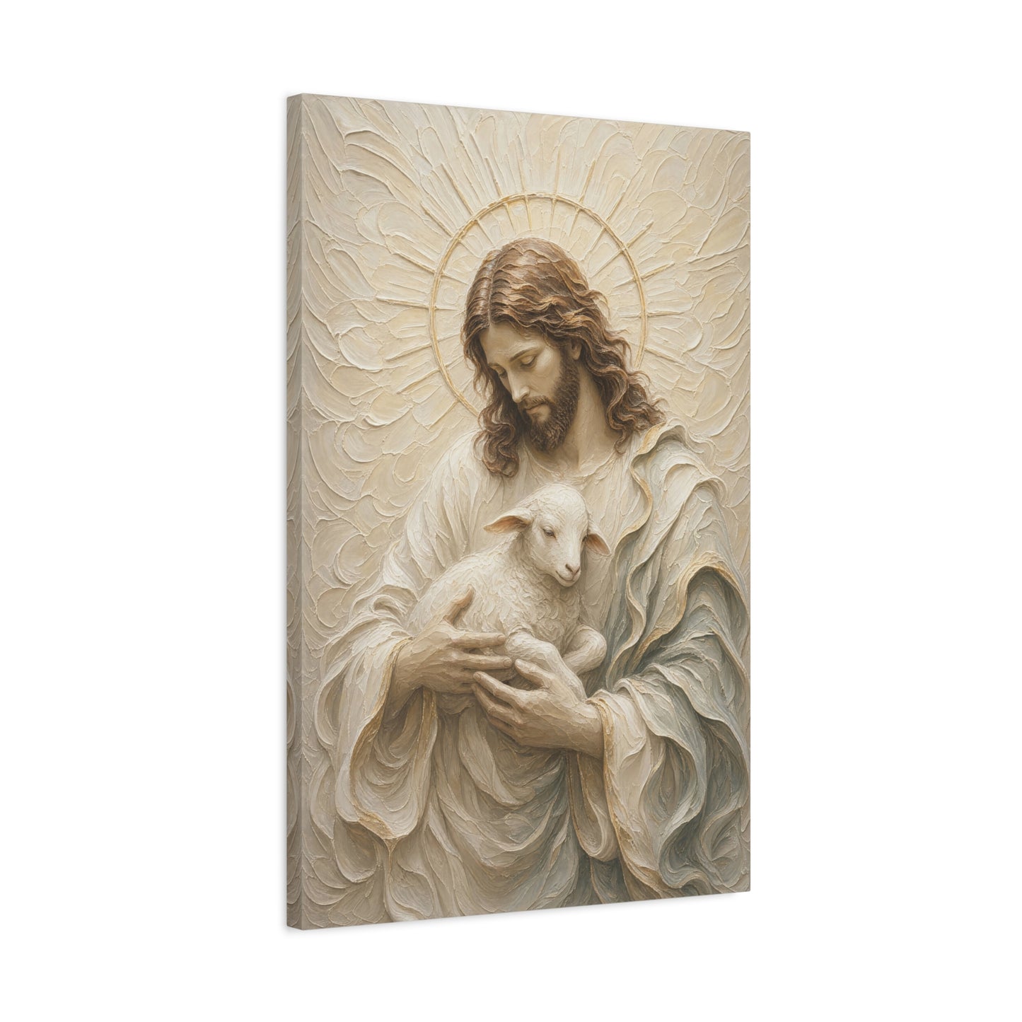 The Cradled Lamb | Ivory Relief - Canvas