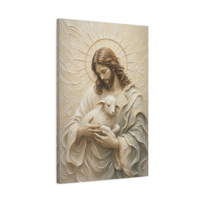 The Cradled Lamb | Ivory Relief - Canvas