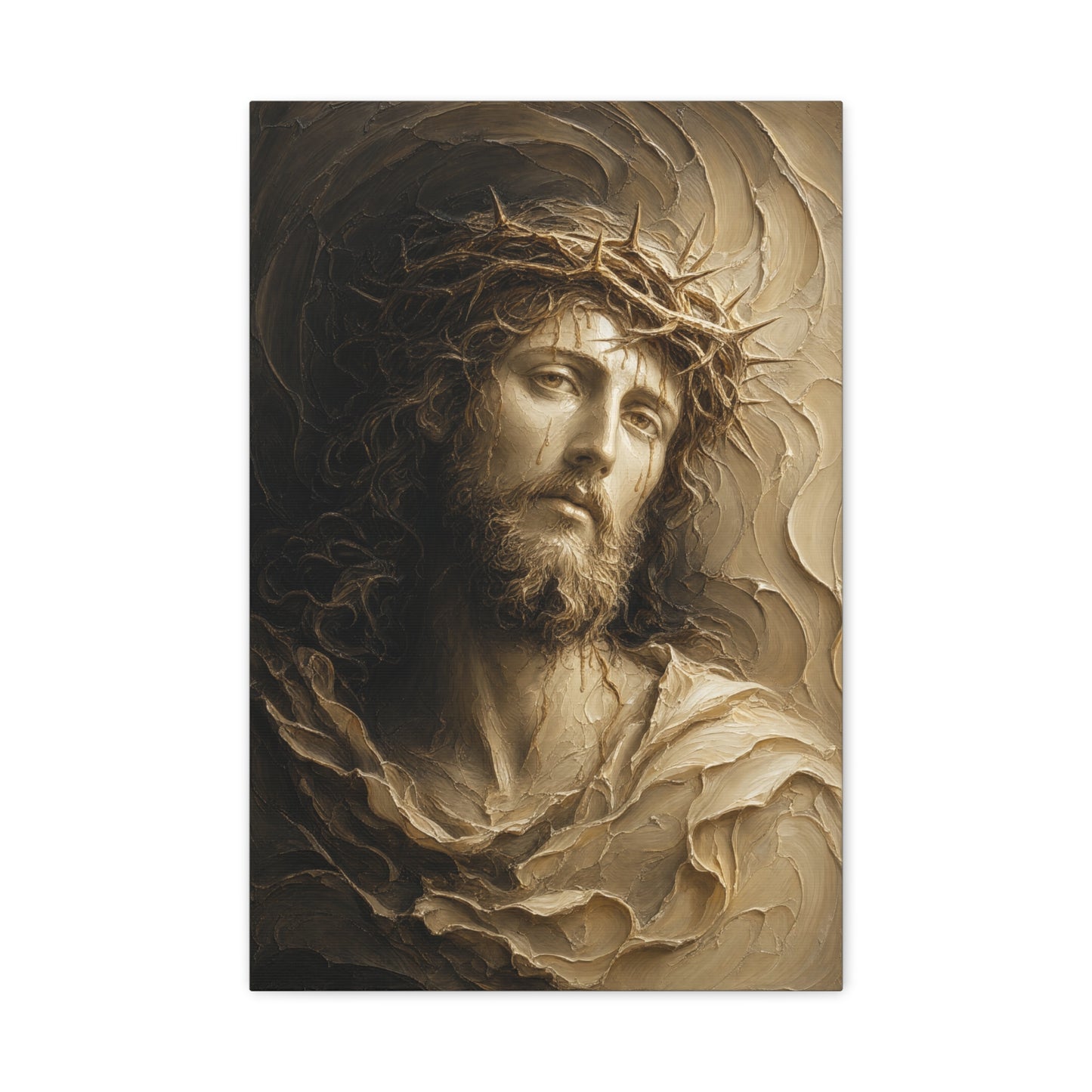 The Steadfast Gaze | Ivory Relief - Canvas