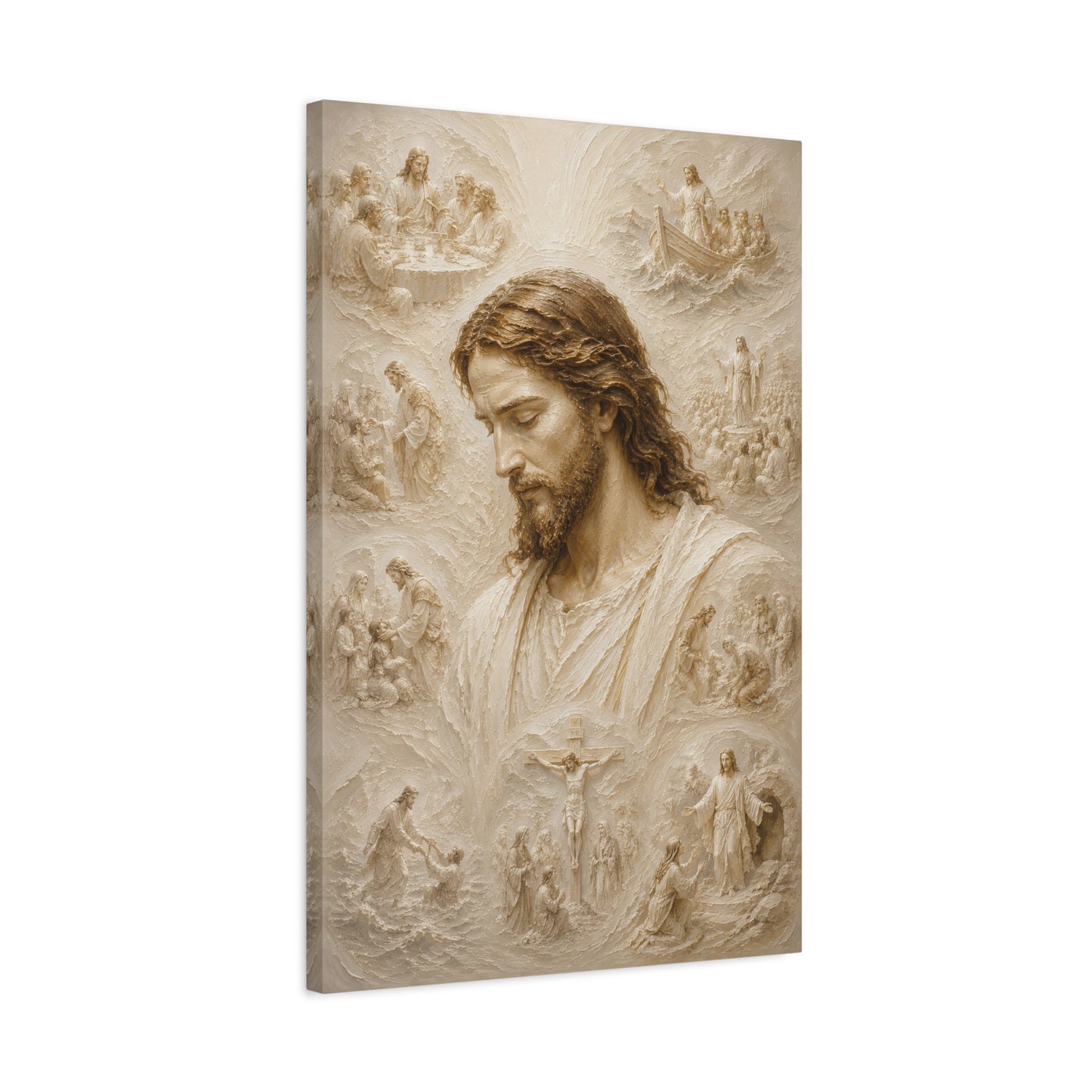 Crowned in Stillness | Ivory Relief - Canvas