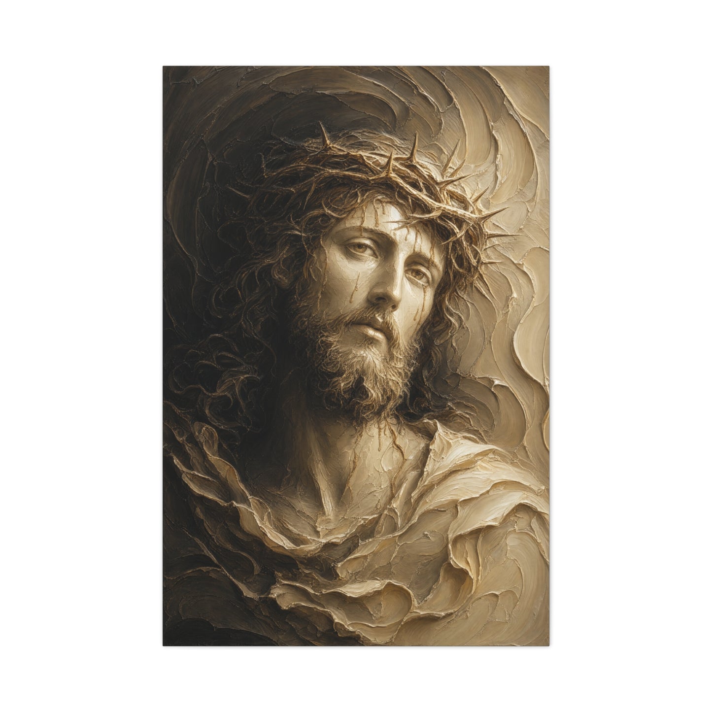 The Steadfast Gaze | Ivory Relief - Canvas