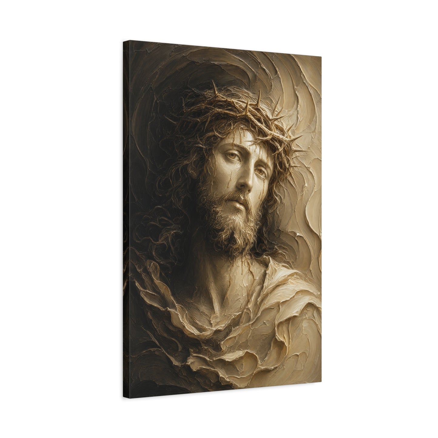 The Steadfast Gaze | Ivory Relief - Canvas