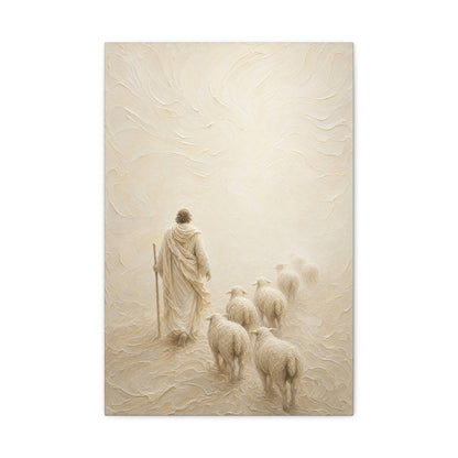 Shepherd In The Mist | Ivory Relief - Canvas