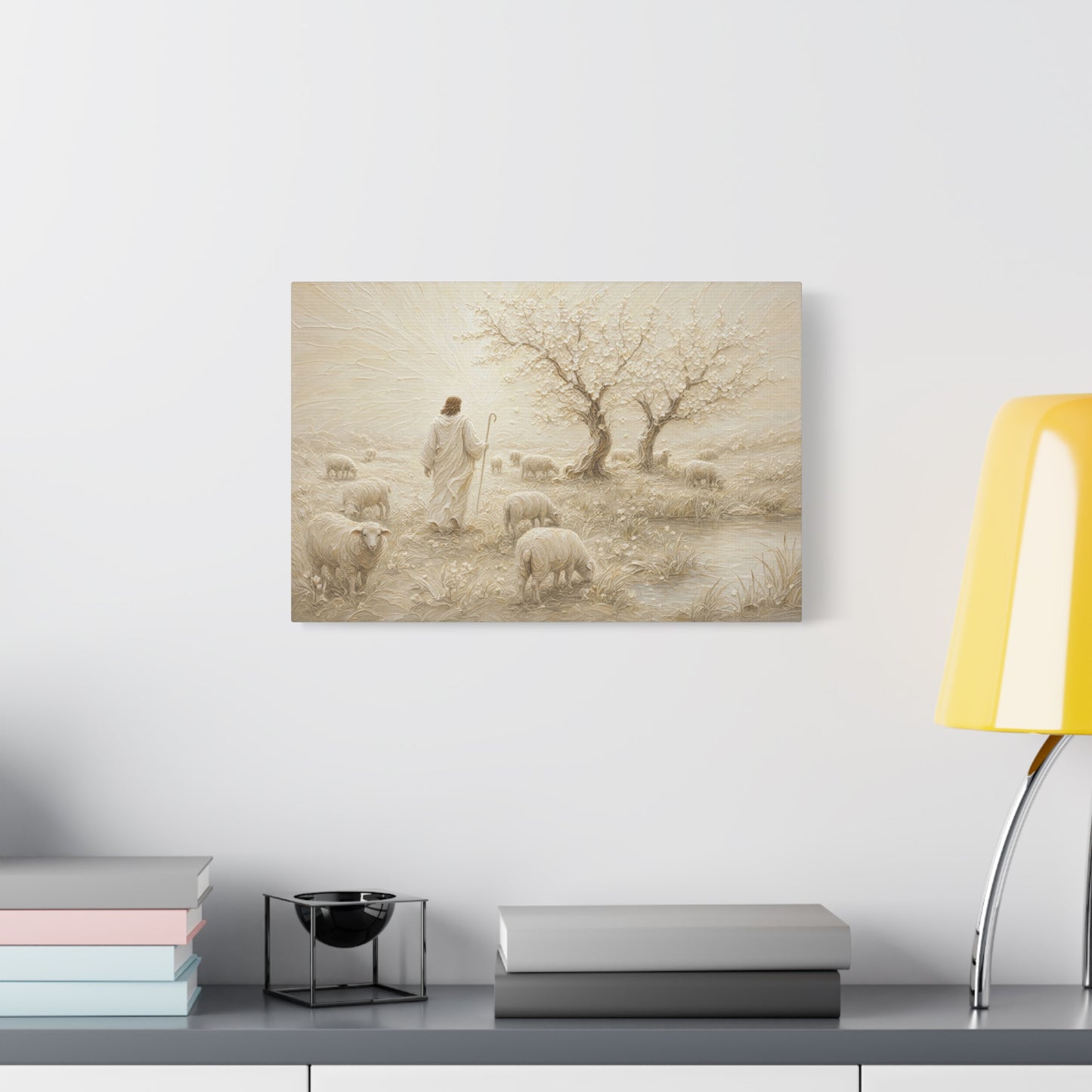 The Gentle Shepherd | Ivory Relief - Canvas