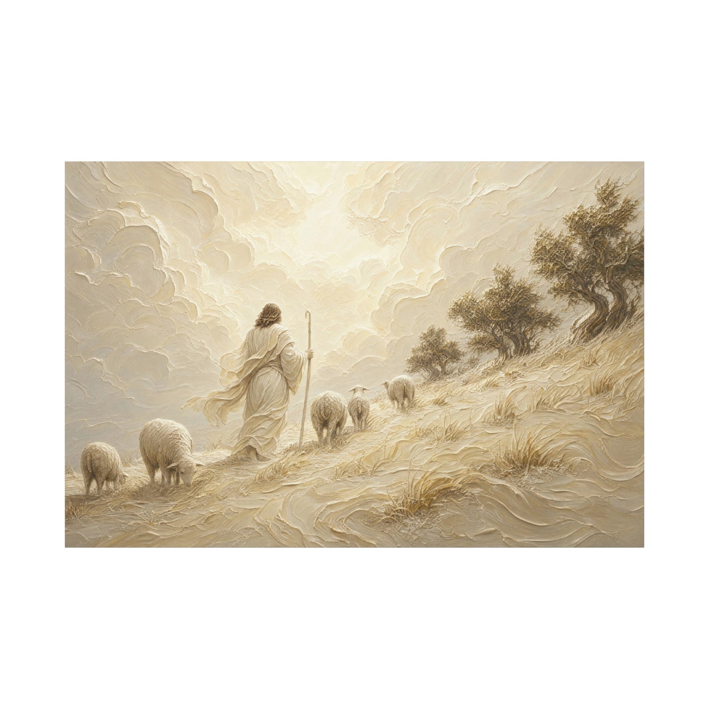 The Hillside Shepherd | Ivory Relief - Canvas