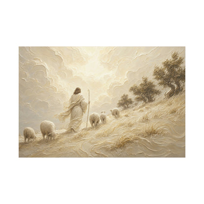 The Hillside Shepherd | Ivory Relief - Canvas