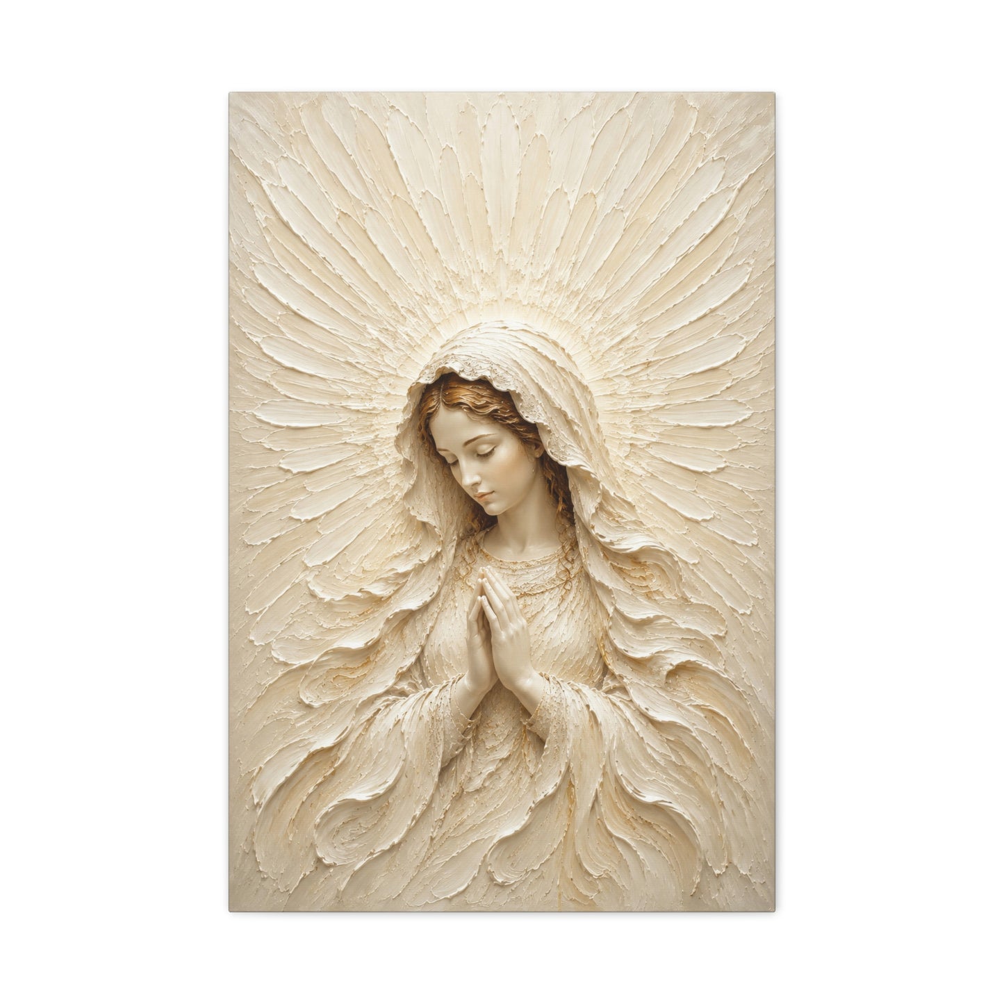 Madonna of Quiet Grace | Ivory Relief - Canvas