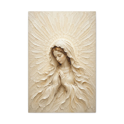 Madonna of Quiet Grace | Ivory Relief - Canvas