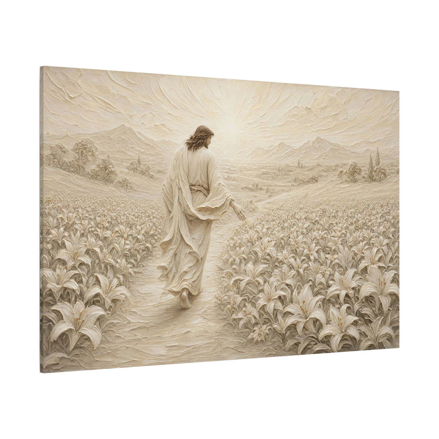 The Lily Path | Ivory Relief - Canvas