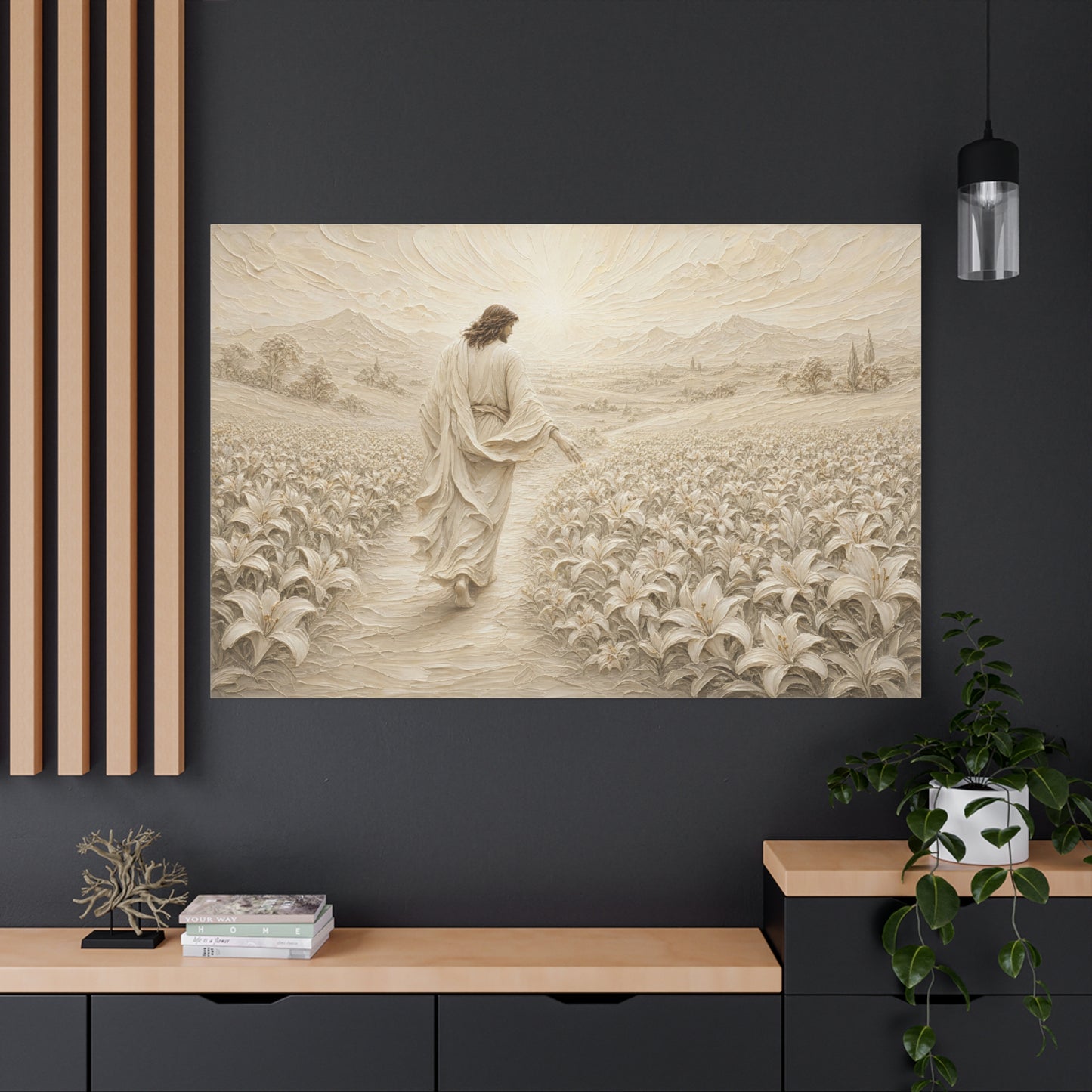 The Lily Path | Ivory Relief - Canvas