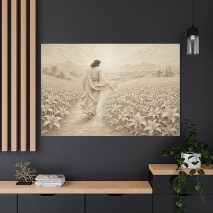 The Lily Path | Ivory Relief - Canvas