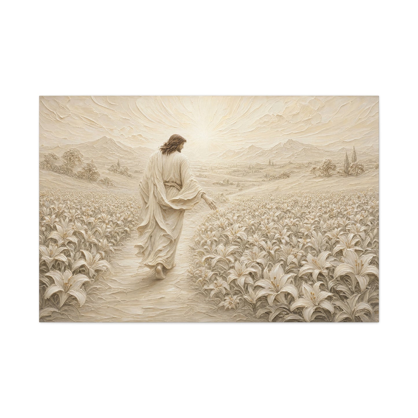 The Lily Path | Ivory Relief - Canvas