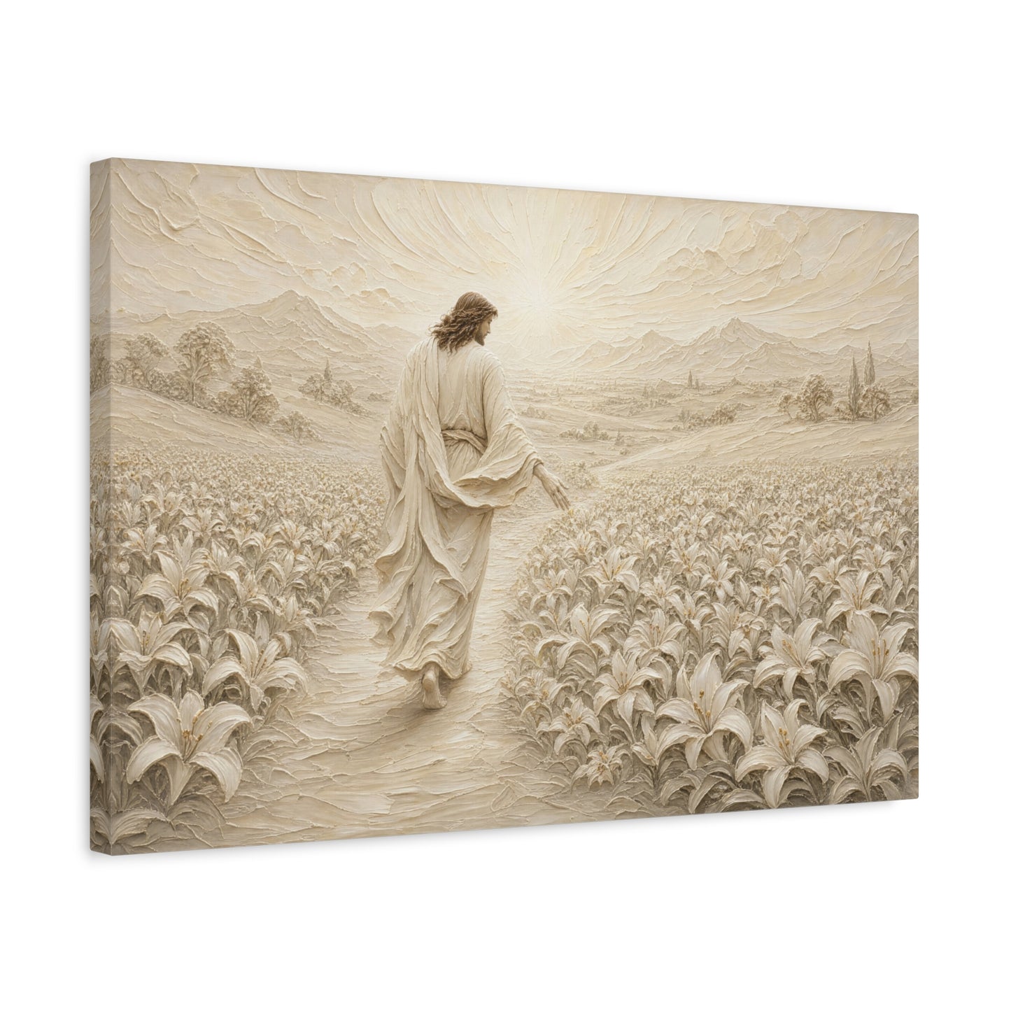 The Lily Path | Ivory Relief - Canvas