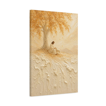 Jesus Beside The Lamb | Cream Impasto - Canvas